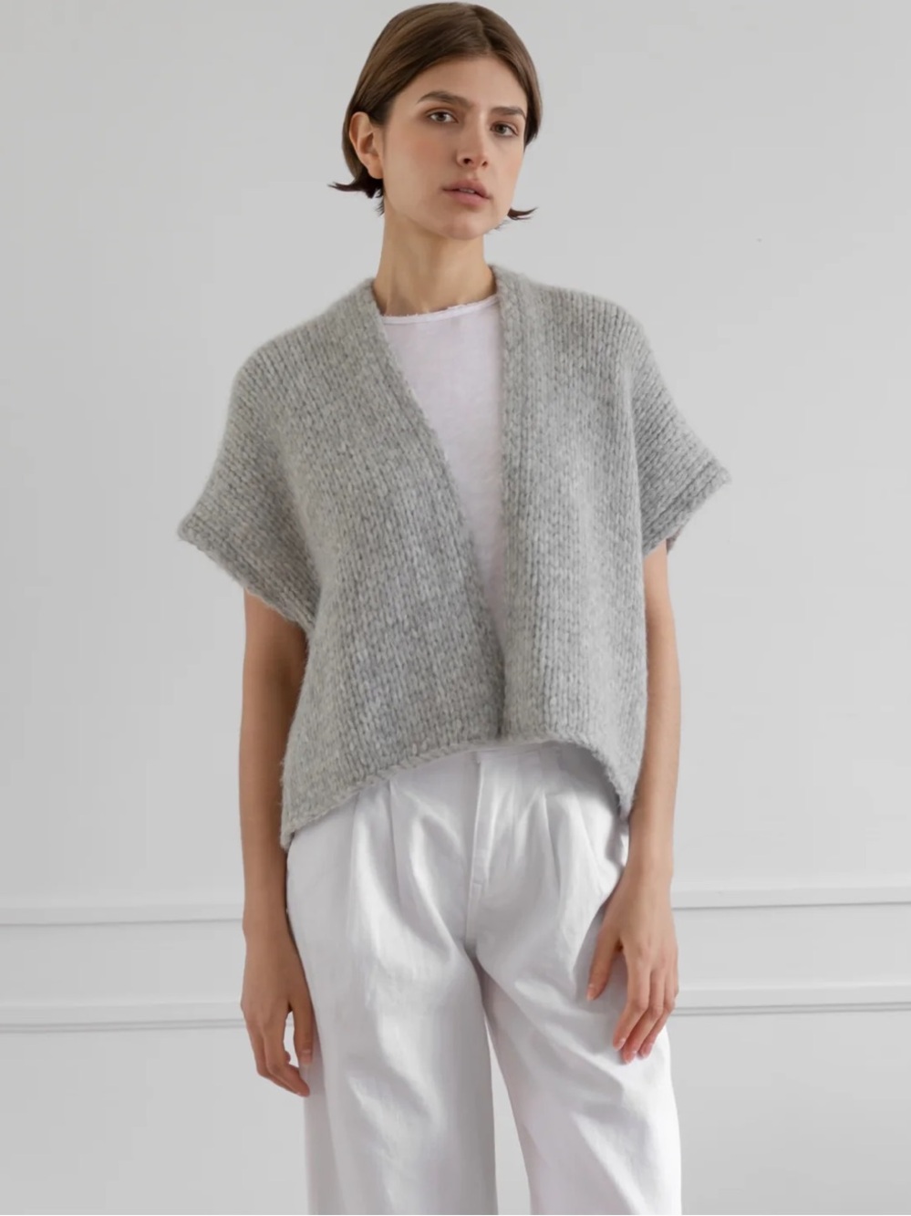 Latierra Flor Vest baby alpaca merino wool blend gray